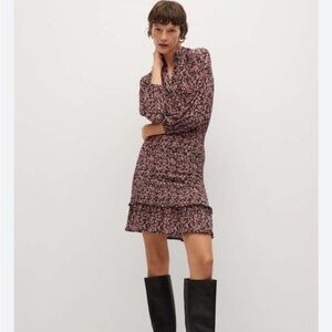 Mango Short Flowing Dress Long Sleeve NWT Small